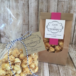 8 ~ Popcorn favor bags, Bridal Shower, Wedding, Love is Poppin, personalized favors
