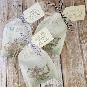 8 ~ Bridal Shower tea favors, Tea Party Shower favors, Bridal Shower, party favors, muslin bags