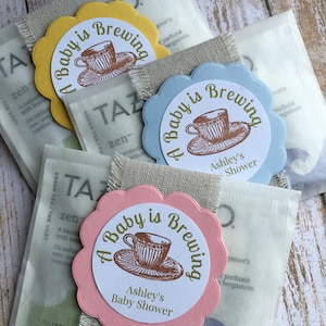 8 ~ Baby Shower Tea Favors, Baby Shower Tea Bag Favors, "A Baby is Brewing" Favors, tea party favors, glassine bags