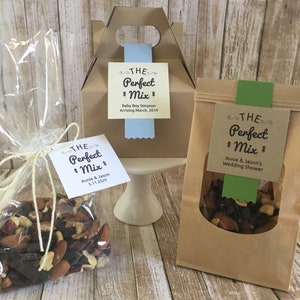 8 ~ Trail Mix favor bags, Wedding favors, Anniversary favors, Bridal Shower favors, Baby Shower favors, The Perfect Mix, personalized favors