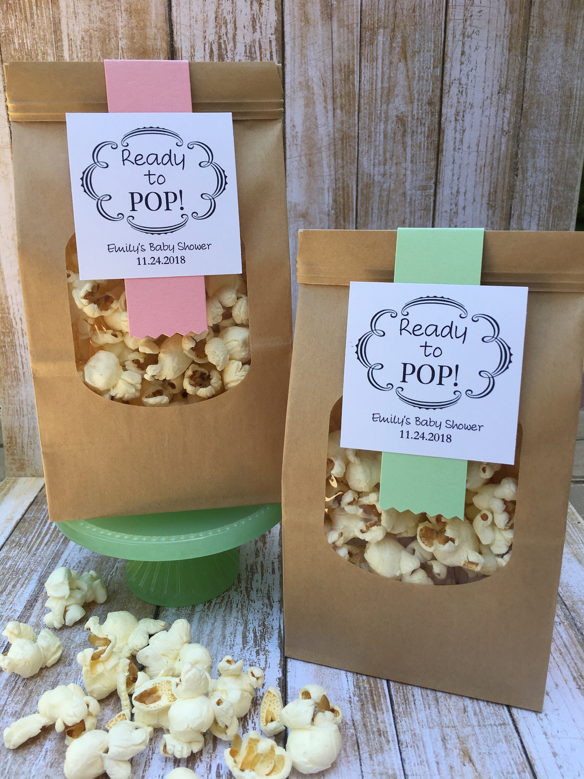 8 Baby shower favors Ready to Pop favors popcorn favors | Etsy