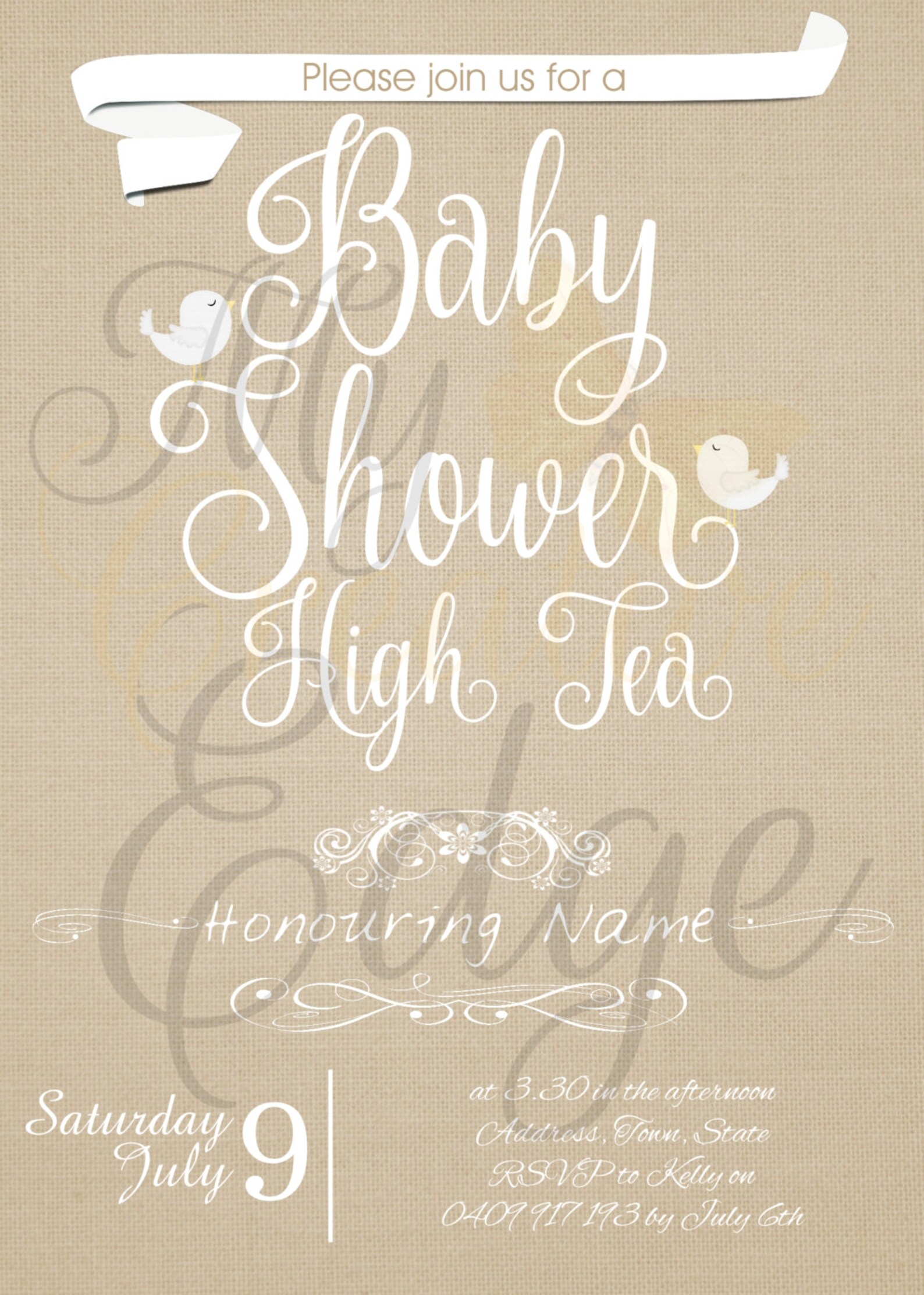 Digital Baby Shower Invitation Birds Etsy Australia
