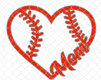 Baseball Mom Heart - Silhouette - Cricut - Cut File - SVG Design - Vector Active