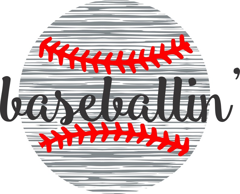 baseballin' Silhouette Cricut Cut File SVG Design Vector Active image 1