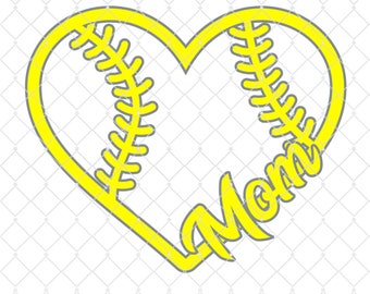 Baseball Mom Heart - Silhouette - Cricut - Cut File - SVG Design - Vector Active