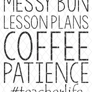 Messy Bun #teacherlife - Silhouette - Cricut - Cut File - SVG Design - Vector Active