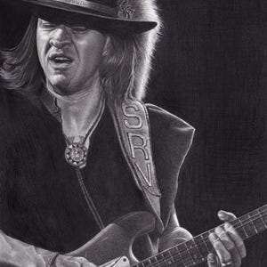 Stevie Ray Vaughan grafitblyertsteckning utskrivbar - digital nedladdning bild 2