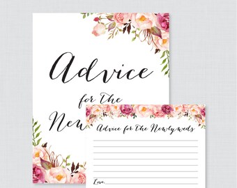 Advice for the Newlyweds Bridal Shower Activity Printable | Etsy
