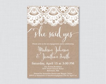 Rustic Wedding Invites with Burlap Lace 0002 Printable OR Printed Wedding Invitation Suite Burlap and Lace Wedding Invitation Package