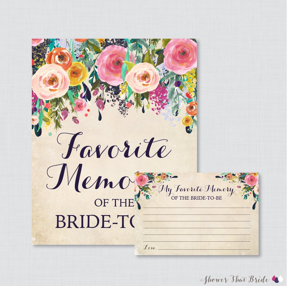 Favorite Memories of the Bride To Be Activity Printable | Etsy