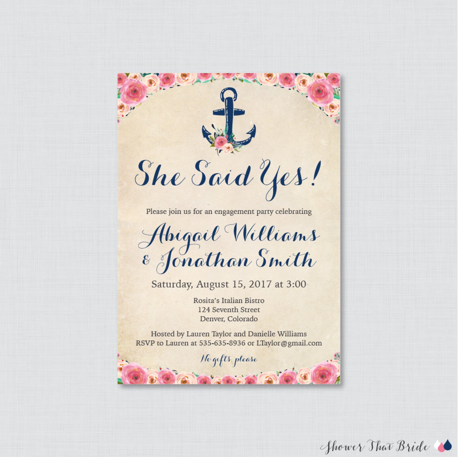 Nautical Engagement Party Invitation Printable or Printed | Etsy