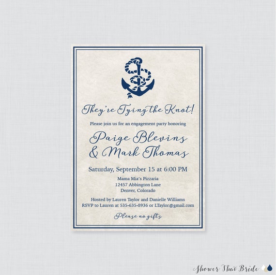 Nautical Engagement Party Invitation Printable or Printed Etsy