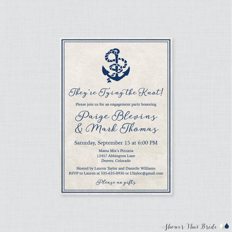 Nautical Engagement Party Invitation Printable or Printed - Etsy