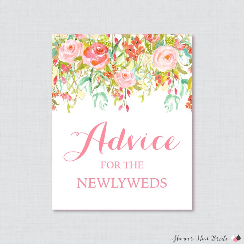 Advice for the Newlyweds Bridal Shower Activity Printable | Etsy