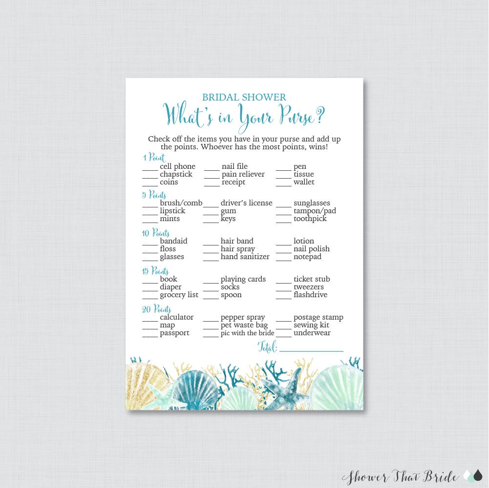 Green baby shower game What's In Your Purse printable | Instant download –  LittleSizzle