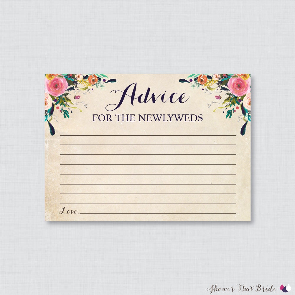 Advice for the Newlyweds Bridal Shower Activity Printable | Etsy