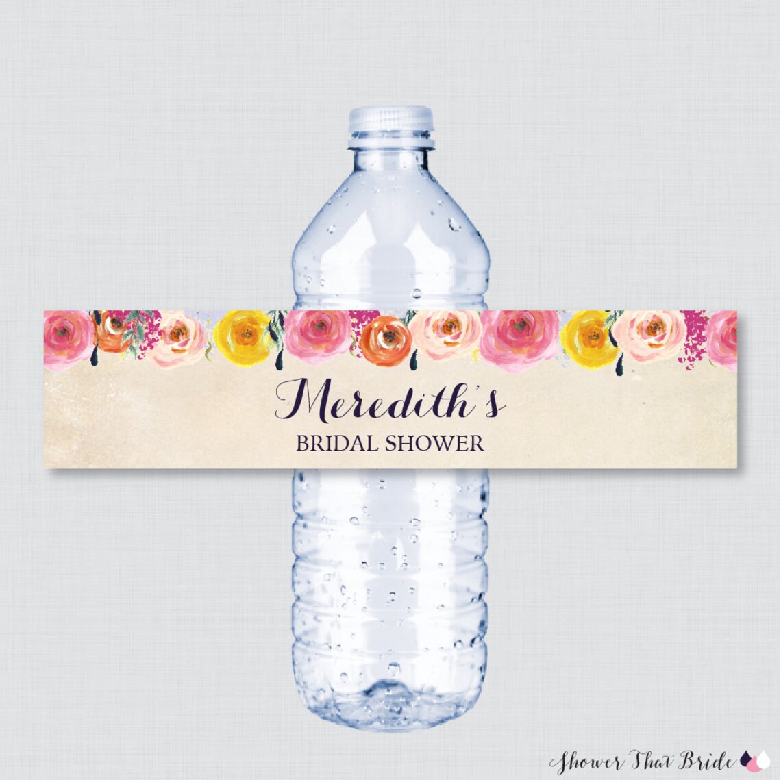 Floral Bridal Shower Printable Water Bottle Labels Shabby | Etsy