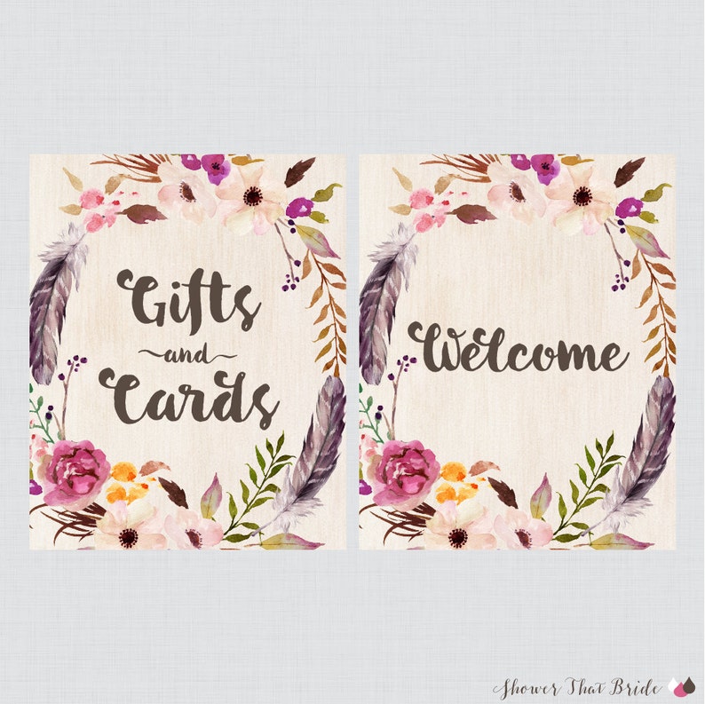 Boho Bridal Shower Table Signs Printable Bohemian Bridal - Etsy