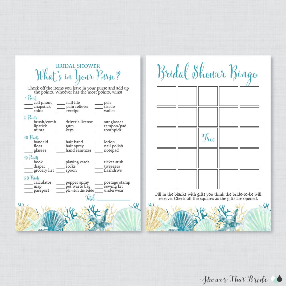 Beach Themed Bridal Shower Games Package With Six Games Etsy