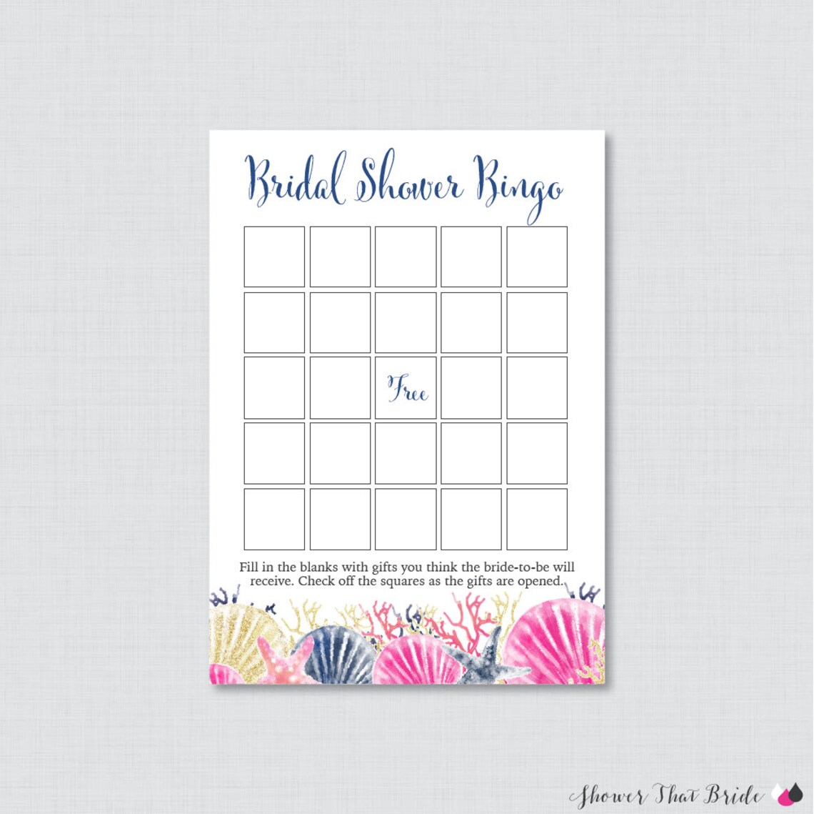 Nautical Bridal Shower Bingo Printable 60 Unique Pre-filled - Etsy