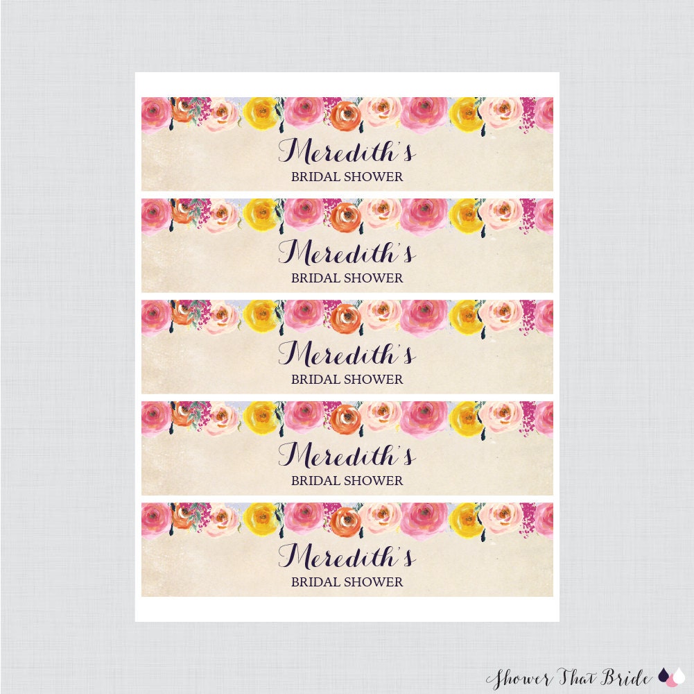 Floral Bridal Shower Printable Water Bottle Labels Shabby | Etsy