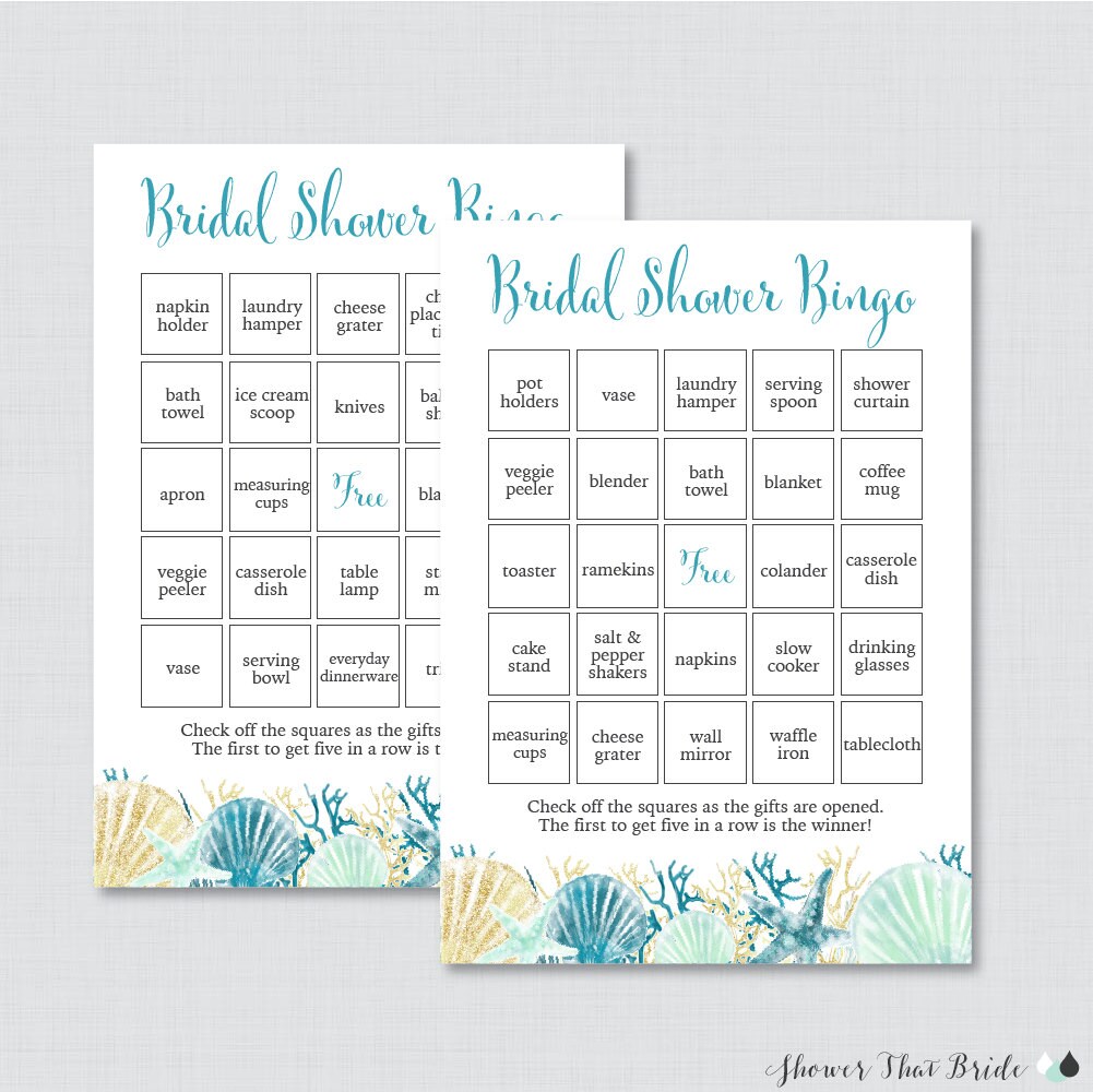 Nautical Bridal Shower Bingo Printable 60 Unique Pre-filled - Etsy