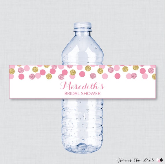 Printable Pink and Gold Glitter Baby Shower Water Bottle Labels