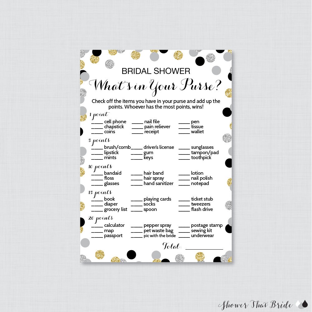 Purse Raid Game What's in Your Purse Game Bridal Shower Games 022
