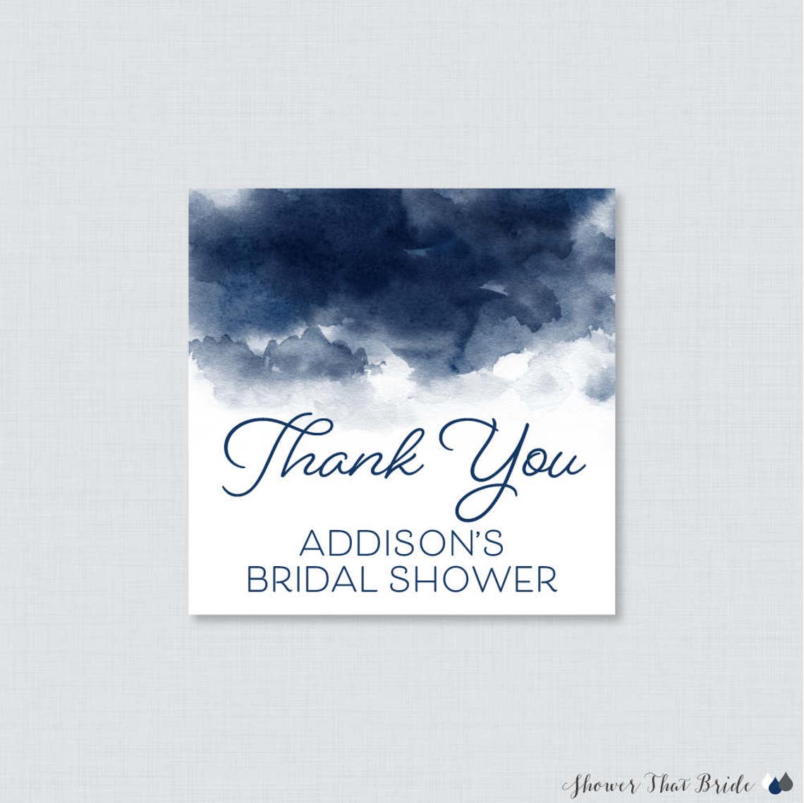 Navy Watercolor Bridal Shower Favor Tags Printable Navy | Etsy