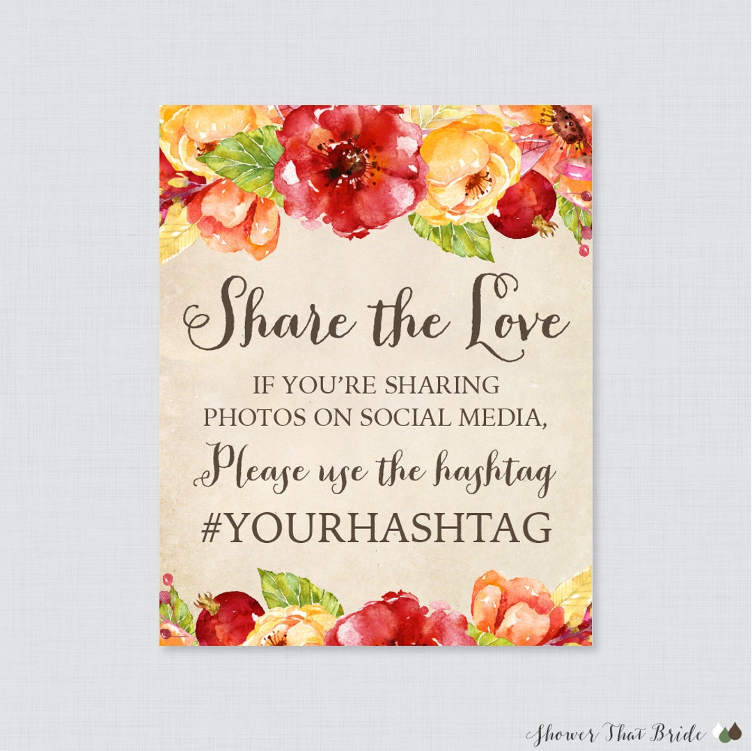 Fall Bridal Shower Hashtag Sign Printable Bridal Shower Etsy