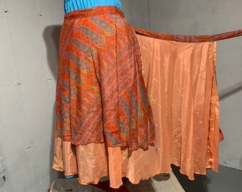 Vintage Silk Saree Recycled Patchwork Magic Wrap/parron Around Skirt Vintage Silk Saree Recycled Patchwork Magic Wrap/parron Around Skirt