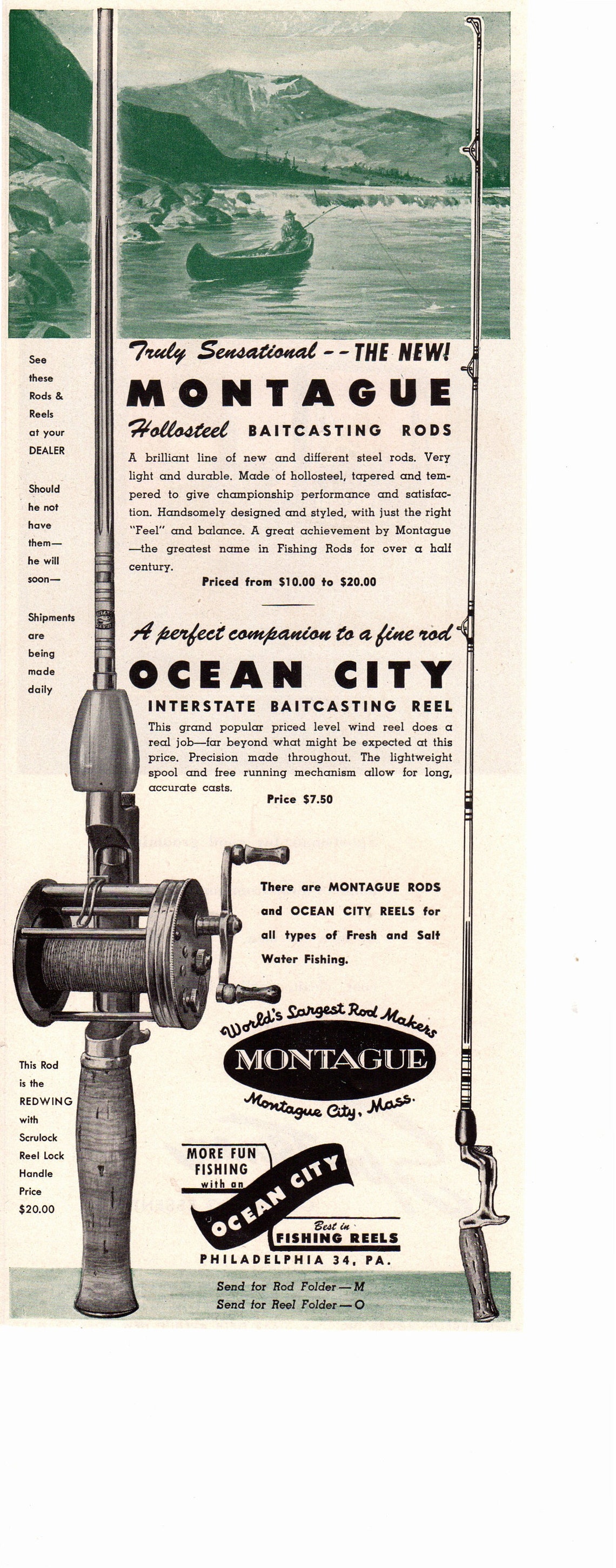 1946 Vintage Montague Fishing Rod Makers Ocean City Reels Etsy