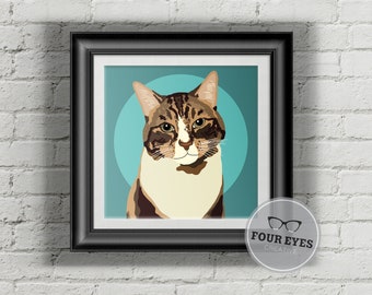 Custom Pet Portrait Personalized Cat Illustration Memorial Portrait Cartoon Drawing Gift Furbaby Cat Pet Parent Kitten Kitty Digital Art