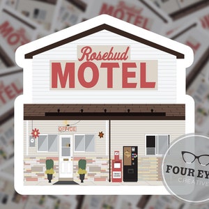 Rosebud motel Aufkleber, Abschlussgeschenk, Illustration, Fan Art, Zeichnung, Geschäft Porträt, Geschenkidee, Geschenke unter 10, 3-Zoll-Vinyl-Aufkleber