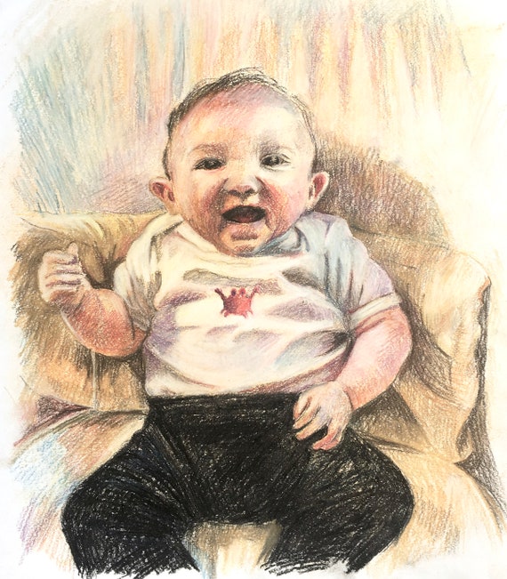 Portrait Personnalisé Dessin Crayon Pastel Ou Fusain