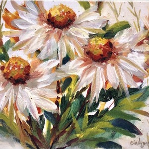 Art fleurs de printemps, cartes de correspondance de fleurs, marguerite, lot de 5 cartes, cartes jardin marguerite, carte de voeux marguerite, papeterie florale, art marguerite