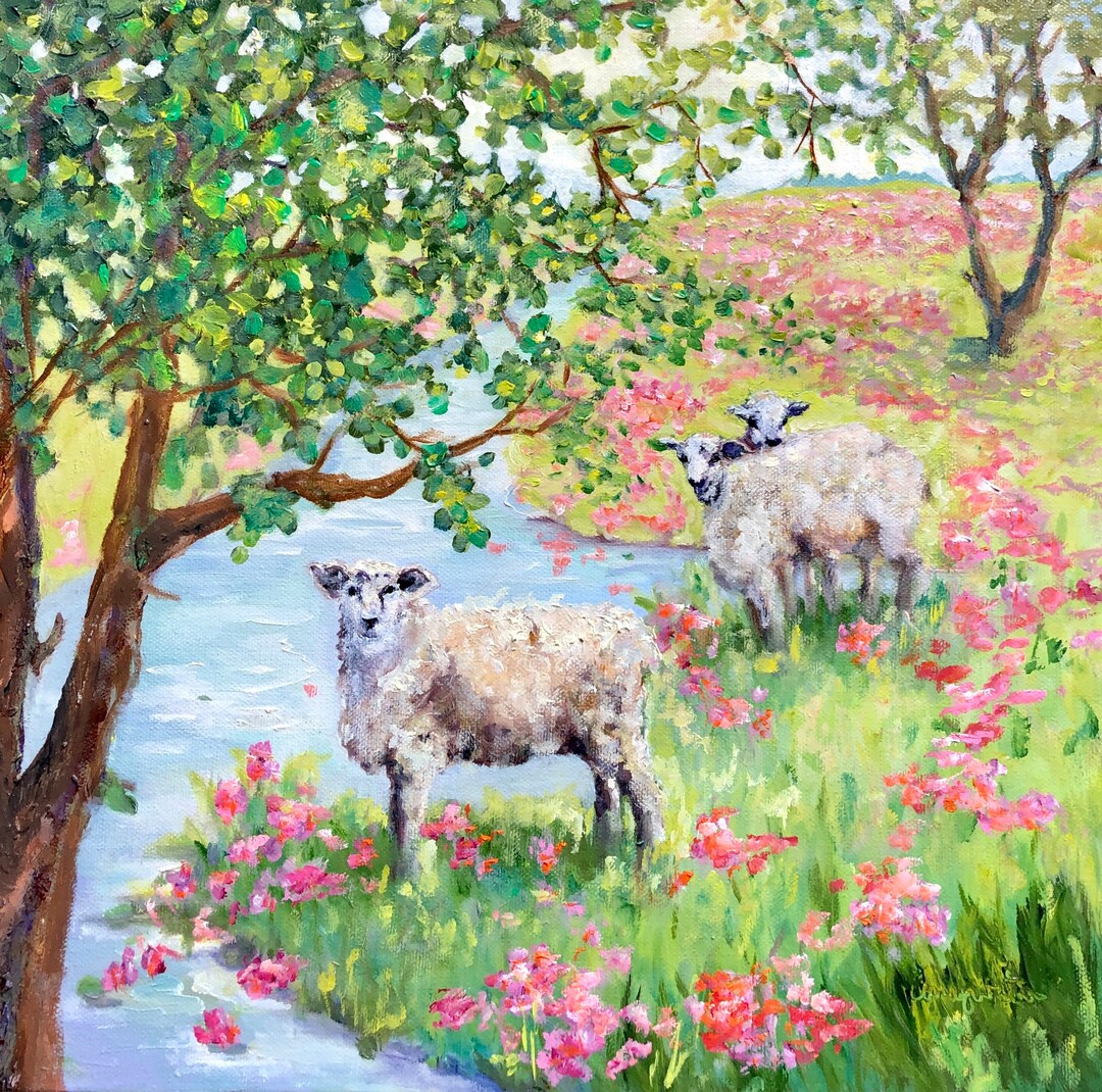Sheep Card Set of 5, Psalm 23 Note Cards, Sheep Cards, Sheep Art ...
