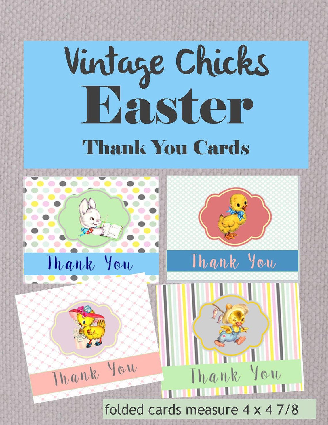Easter Thank You Cards Vintage Chick Design Etsy