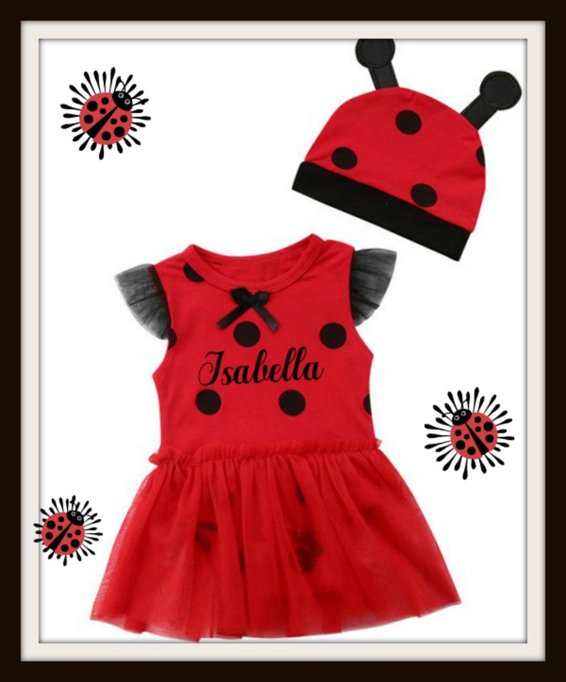 Ladybug Outfit Personalized Ladybug Outfit Ladybug One Piece Ladybug Halloween Outfit Ladybug Dress with Hat Baby Girl Birthday