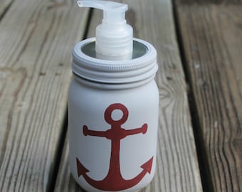 Anchor Soap Dispenser, Mason Jar Decor, Mason jar soap dispenser, Anchor Wedding Centerpiece, Anchor Bathroom, Anchor Soap Pump, Custom