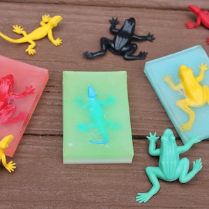 Lizard Soap - Frog Soap - Animal Soap - Dinosaur Soap Favor - Boys Soap Stocking Stuffer - Soap with Toy - Reptile Soap - Birthday T Rex