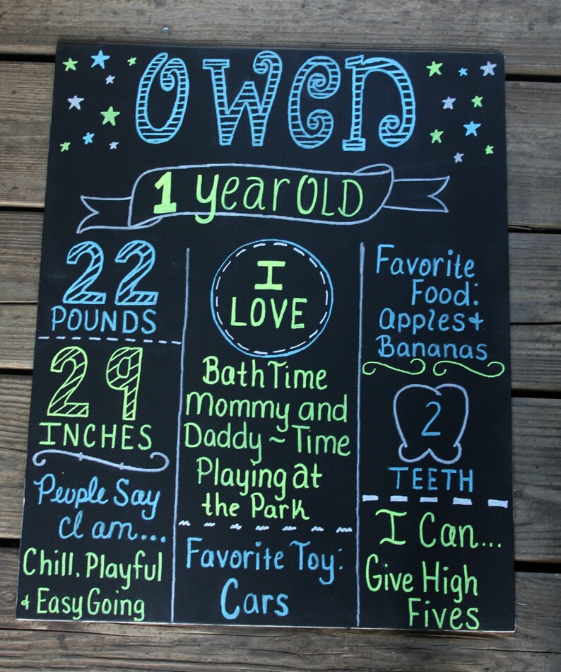 First Birthday Chalkboard Boy Birthday Custom Chalkboard Etsy