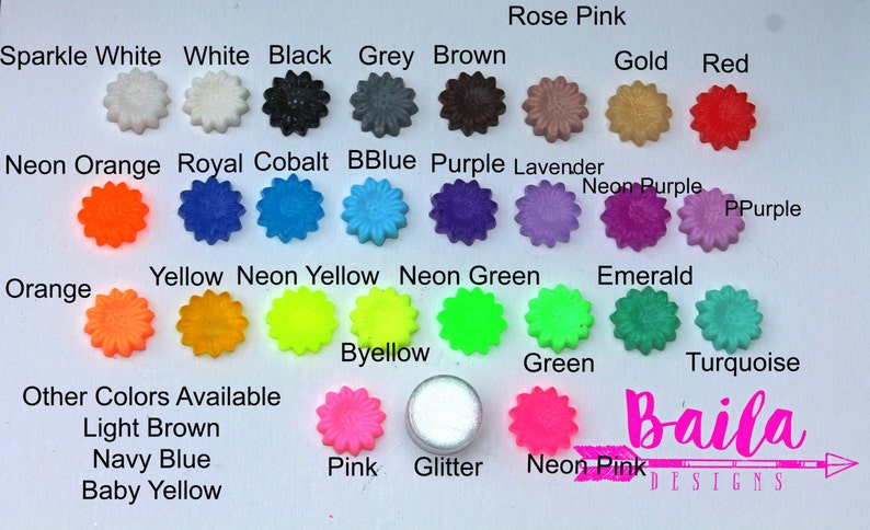 K&ouml;nnte beinhalten: Eine Tabelle mit verschiedenen Farben von Harz, darunter funkelndes Wei&szlig;, Wei&szlig;, Schwarz, Grau, Braun, Rosarot, Gold, Rot, Neonorange, K&ouml;nigsblau, Blau, Lila, Lavendel, Neonlila, Lila, Orange, Gelb, Neongelb, Neongr&uuml;n, Smaragd, Gr&uuml;n, T&uuml;rkis, Pink, Gelb und Glitzer. Die Tabelle enth&auml;lt auch den Text "Weitere Farben verf&uuml;gbar" und listet Hellbraun, Marineblau und Babygelb auf.