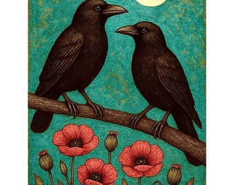 Art Print, Crows, 12x13