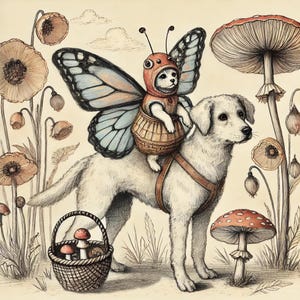 Venus en Punch Dog on the Move, grillige kunstkaarten/wenskaarten, dierenkaart