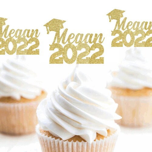 Glitter 2022 Cupcake Toppers Graduation Party Decorations Etsy