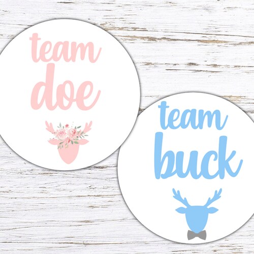 MAGJUCHE Deer Gender Reveal Stickers, 2inch 40 Team Doe Team Buck...