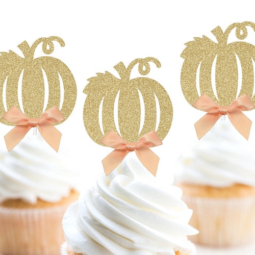 Pumpkin Cupcake Toppers Pumpkin Birthday Party Our Little Etsy