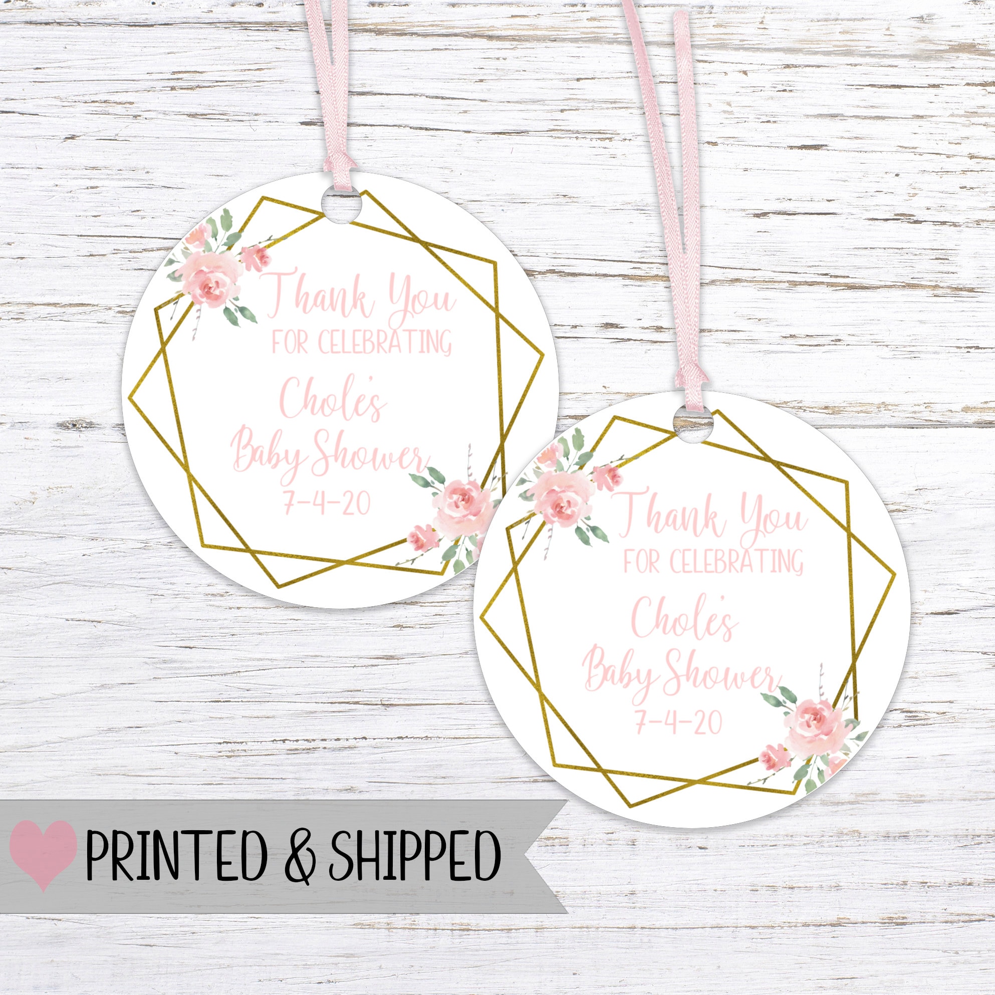 Personalized Gift Tags DEPOSIT Blush and Gold Baby Shower Gift Tags Romantic Wedding Tags Romantic Flourish Favor Tags Favor Tags