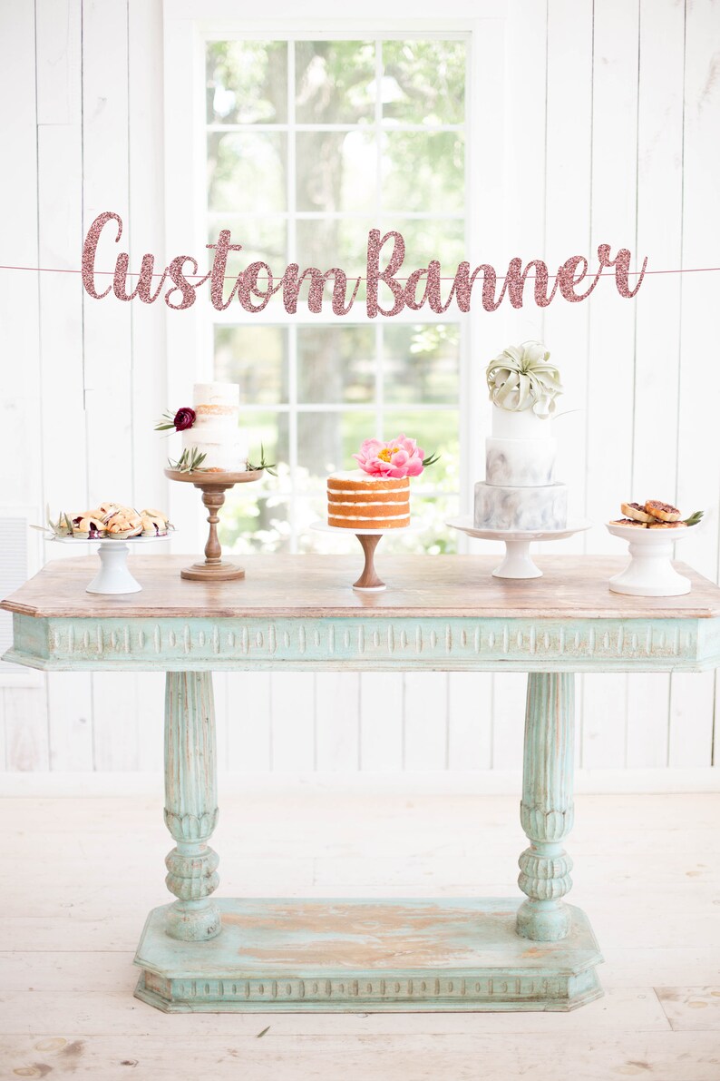 Custom Banner Rose Gold Banner Baby Shower Banner Party Etsy